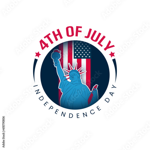 4th of july independence day logo with statue of liberty