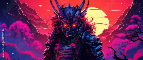 Hand drawn oriental warrior illustration
