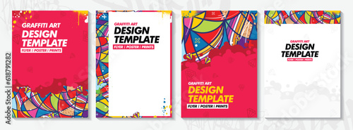 Modern doodle graffiti art poster or flyer template with colorful design. Hand-drawn abstract graffiti illustration vector in street art theme