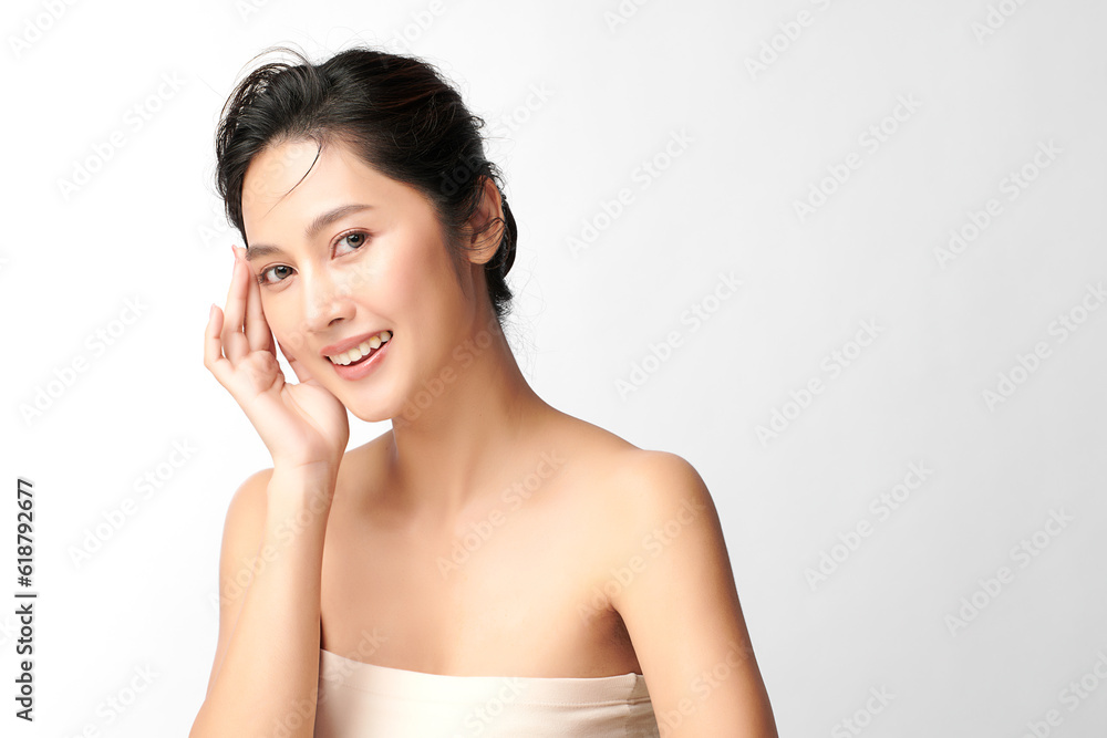 Beautiful young asian woman with clean fresh skin on white background, Face care, Facial treatment, Cosmetology, beauty and spa, Asian women portrait. Beautiful young asian woman with clean fresh skin on white background, Face care, Facial treatment, Cosmetology, beauty and spa, Asian women portrait.