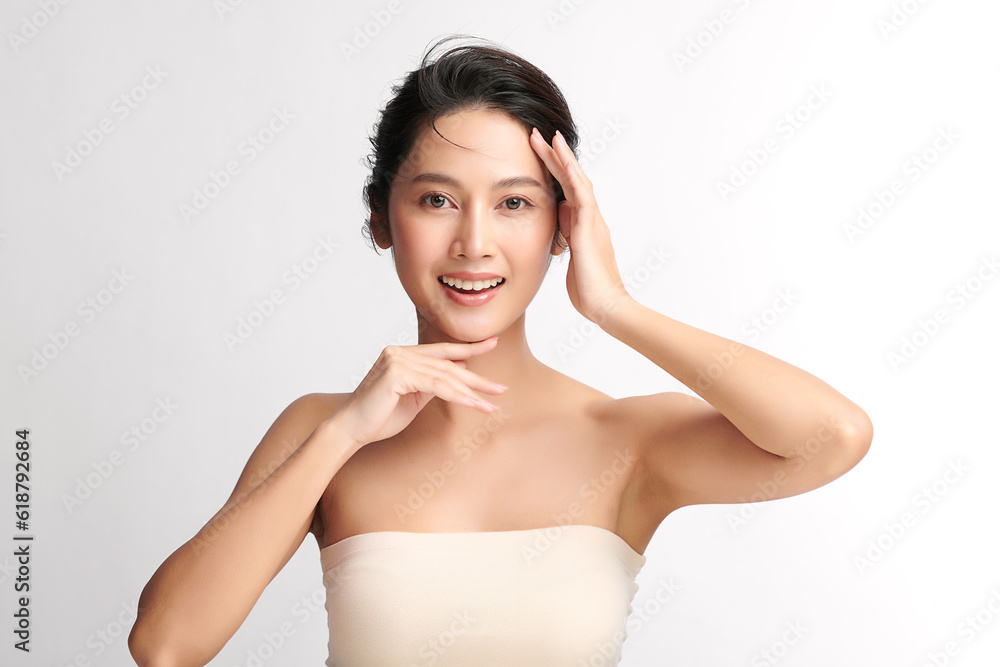 Beautiful young asian woman with clean fresh skin on white background, Face care, Facial treatment, Cosmetology, beauty and spa, Asian women portrait. Beautiful young asian woman with clean fresh skin on white background, Face care, Facial treatment, Cosmetology, beauty and spa, Asian women portrait.