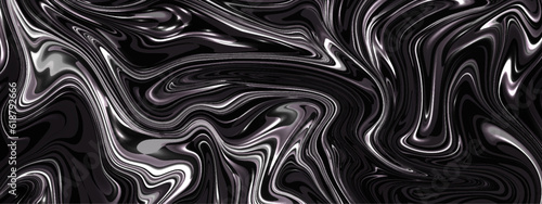 Abstract luxurious black and white smooth wavy marble texture background. Abstract beautiful holographic fluid liquid background. Luxurious fluid texture background.