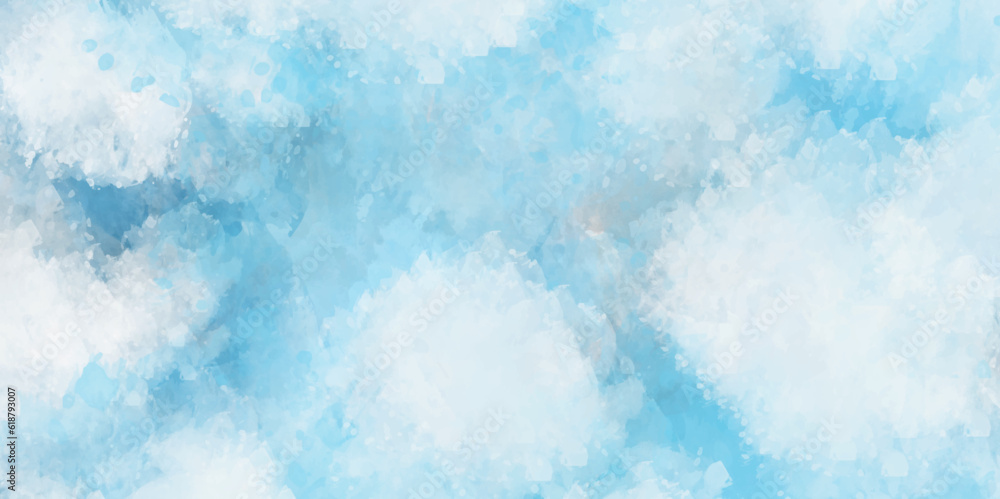 Obraz premium Blue watercolor background with abstract cloudy sky concept. Abstract blue watercolor background. Blue sky background with clouds.