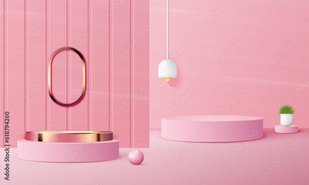 3d realistic pink podium with copy space area, blank space for product placement, product display, mockup. vector template 3d realistic pink podium with copy space area, blank space for product placement, product display, mockup. vector template