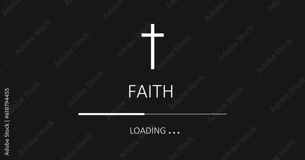 Religion concept animation. Progress or loading bar and cross. Faith loading
