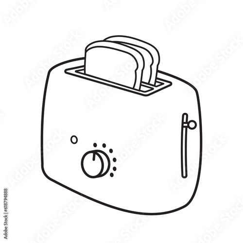 Thin line toaster icon on white background. Vector illustration EPS 10. Editable stroke.