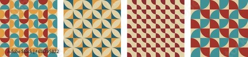 Vector trendy retro set geometric seamless patterns modern abstract background