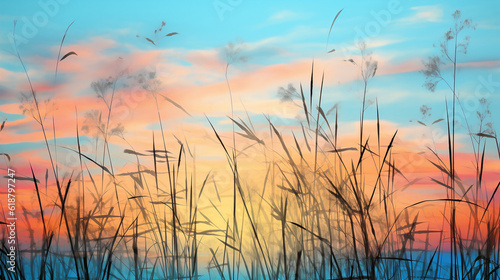 Sunset with Grass