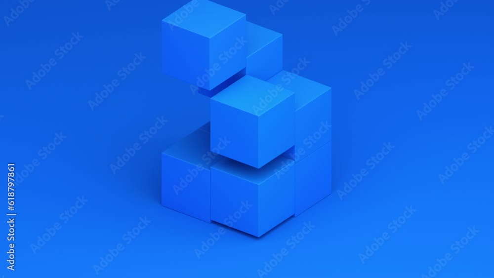 Abstract 3d animation, geometric composition with cubes, 4k video Abstract 3d animation, geometric composition with cubes, 4k video