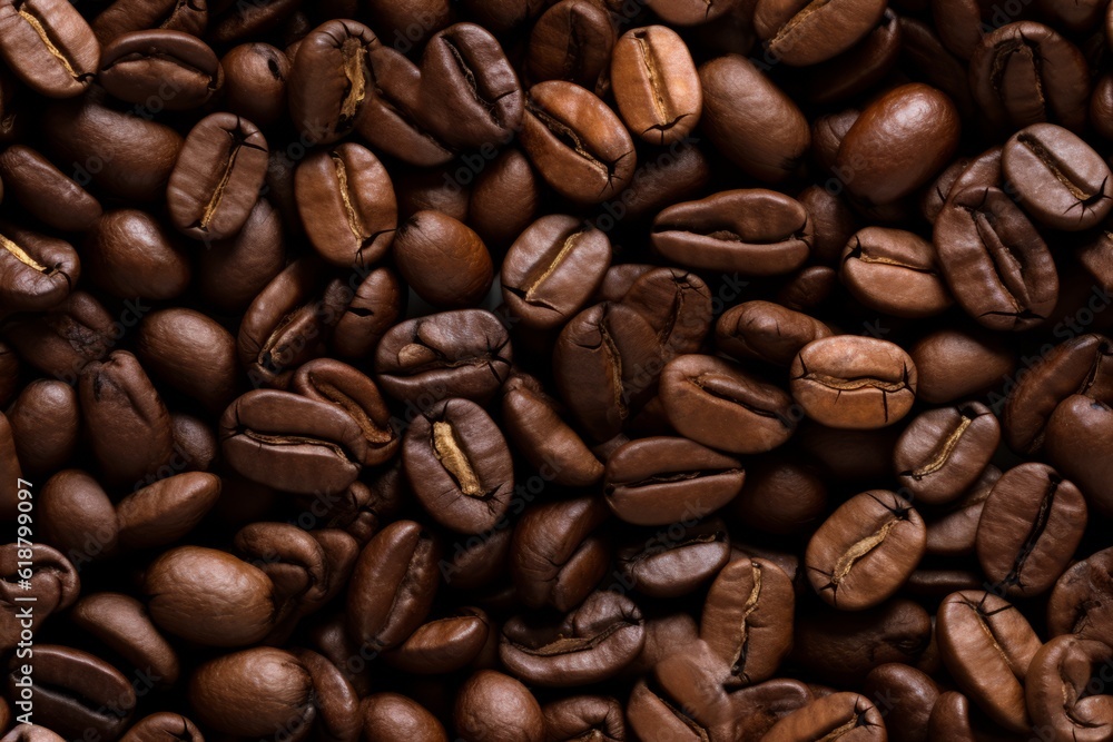 Seamless coffee bean texture and background, tile. Generative AI. Seamless coffee bean texture and background, tile. Generative AI.