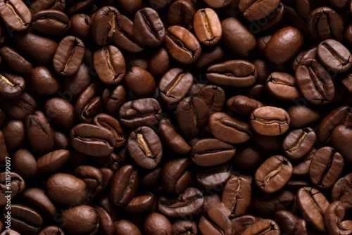Seamless coffee bean texture and background, tile. Generative AI.