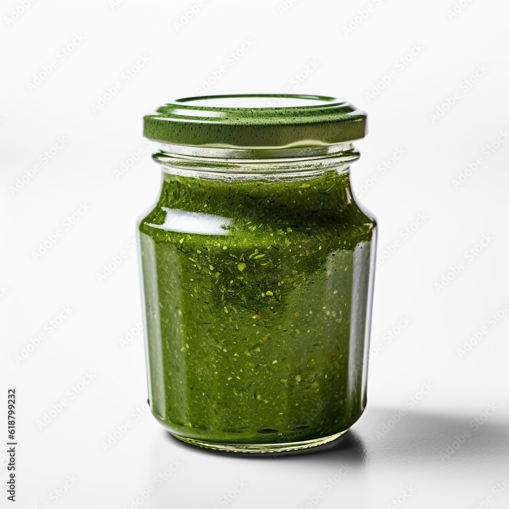 Chimichurri in a jar sauce top view, Transparent
Chimichurri in a jar sauce top view, Transparent