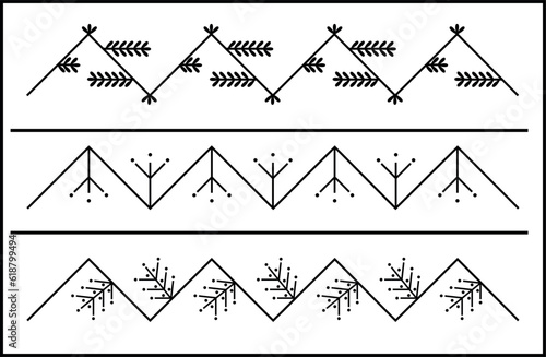 simple set  minimalist ornament, plant, Ukrainian