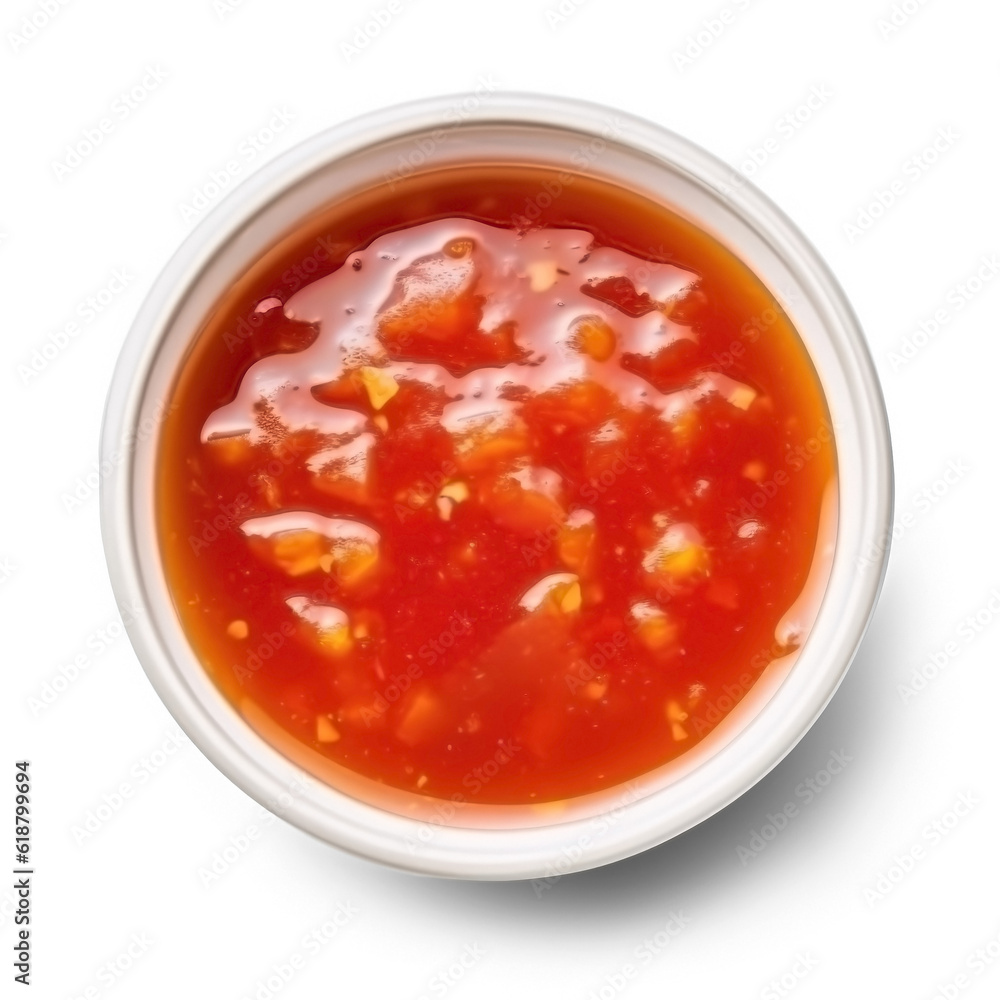 Sweet and sour sauce top view, isolated on Transparent background Sweet and sour sauce top view, isolated on Transparent background