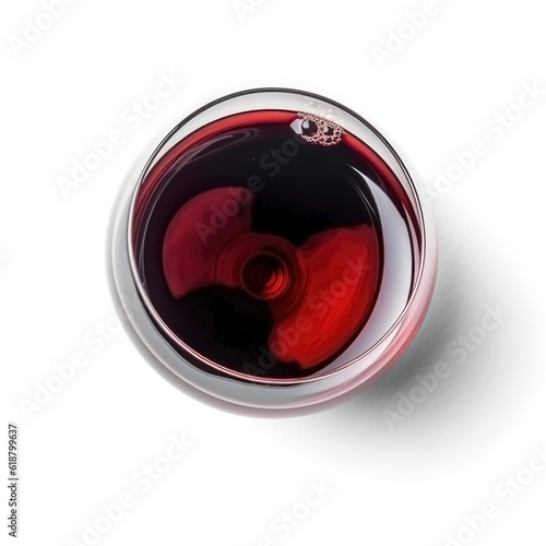 Red wine top view, isolated, Transparent