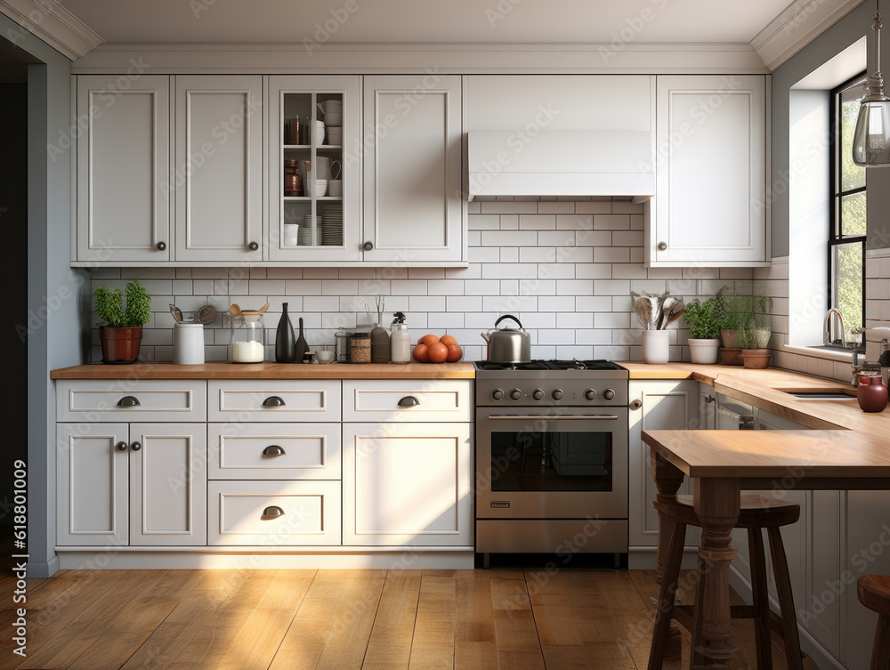 Mock Up poster frame close-up in kitchen interior, Mockups Design 3D, High-quality Mockups, Generative Ai Mock Up poster frame close-up in kitchen interior, Mockups Design 3D, High-quality Mockups, Generative Ai