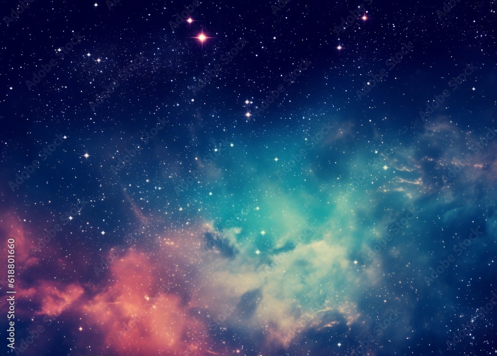 Blue night sky milky way and star on dark background. Universe filled, nebula and galaxy. Generative AI.