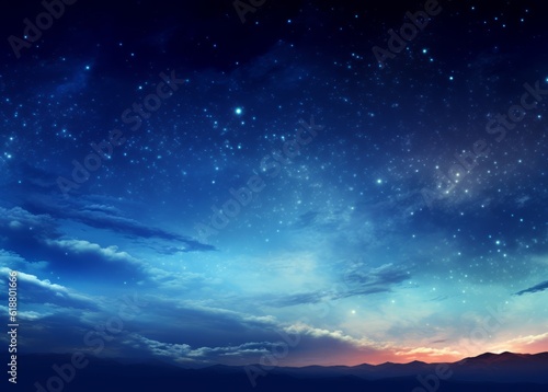Blue night sky milky way and star on dark background. Universe filled  nebula and galaxy. Generative AI.