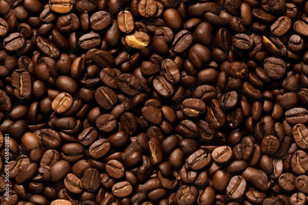 Seamless coffee bean texture and background, tile. Generative AI. Seamless coffee bean texture and background, tile. Generative AI.