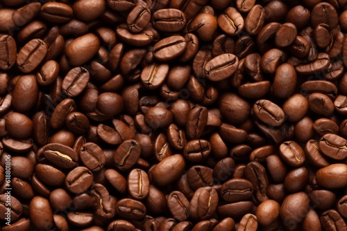Seamless coffee bean texture and background, tile. Generative AI.