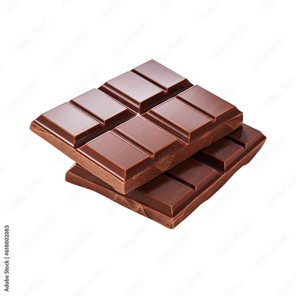 chocolate pieces bar isolated on white created with Generative AI chocolate pieces bar isolated on white created with Generative AI