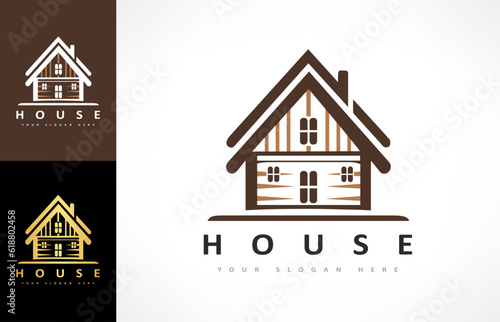 House logo Vector. Real Estate Design. House in chalet style.