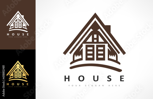 House logo Vector. Real Estate Design. House in chalet style.