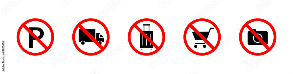 Forbidden or prohibited sign. No sign icon set. Forbid badge collection. EPS 10 Forbidden or prohibited sign. No sign icon set. Forbid badge collection. EPS 10