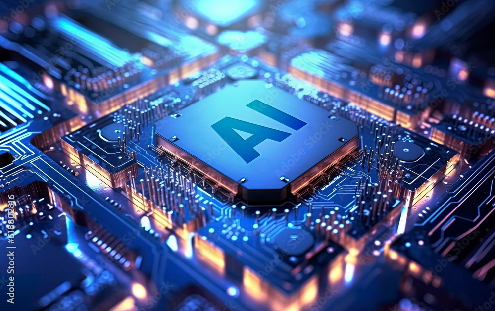 Conceptual image of artificial intelligence 3D chip. Generative AI. Conceptual image of artificial intelligence 3D chip. Generative AI.
