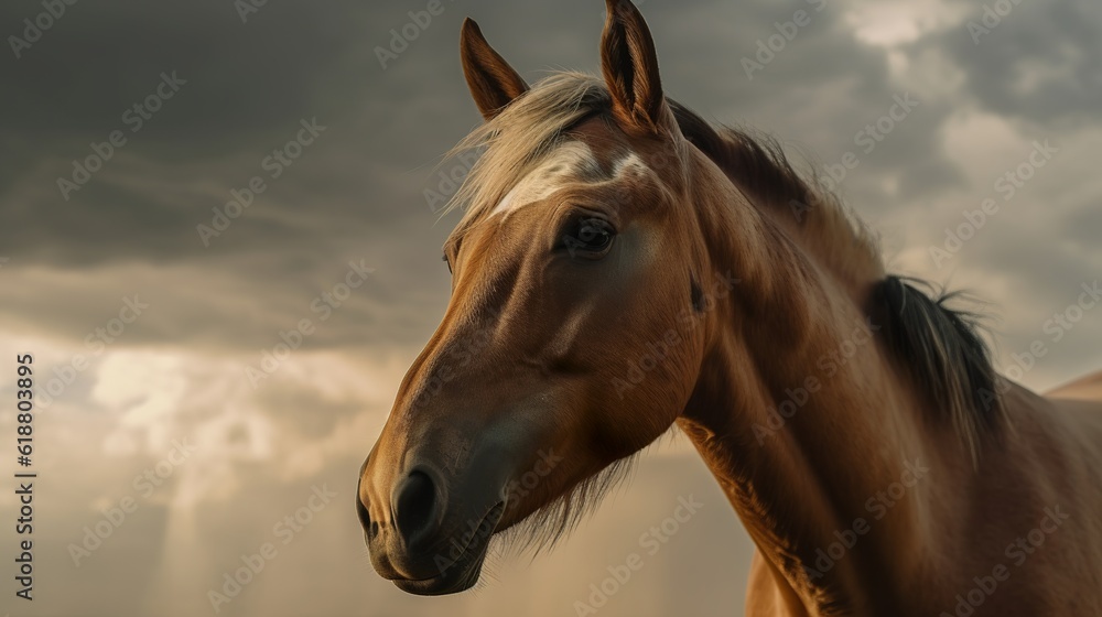 Fototapeta premium Portrait of a horse, Generative AI