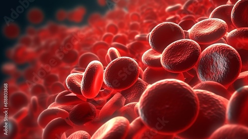 Red blood cells flowing through vein, Generative AI