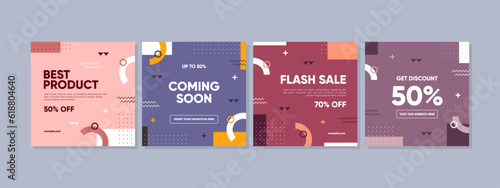 Trendy abstract square promotion sale template with geometric concept. Able to use for social media posts, mobile apps, banners design, web or internet ads.
