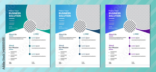 Corporate business flyer template design set with blue, orange, red and yellow color. marketing, business proposal, promotion, advertise, publication, cover page. new digital marketing flyer set