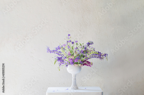 Fototapeta Naklejka Na Ścianę i Meble -  summer bouquet in blue and violet colors on white background