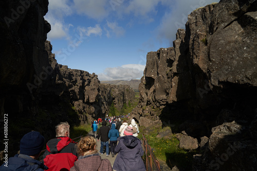 Continental divide in Thingvellir Iceland