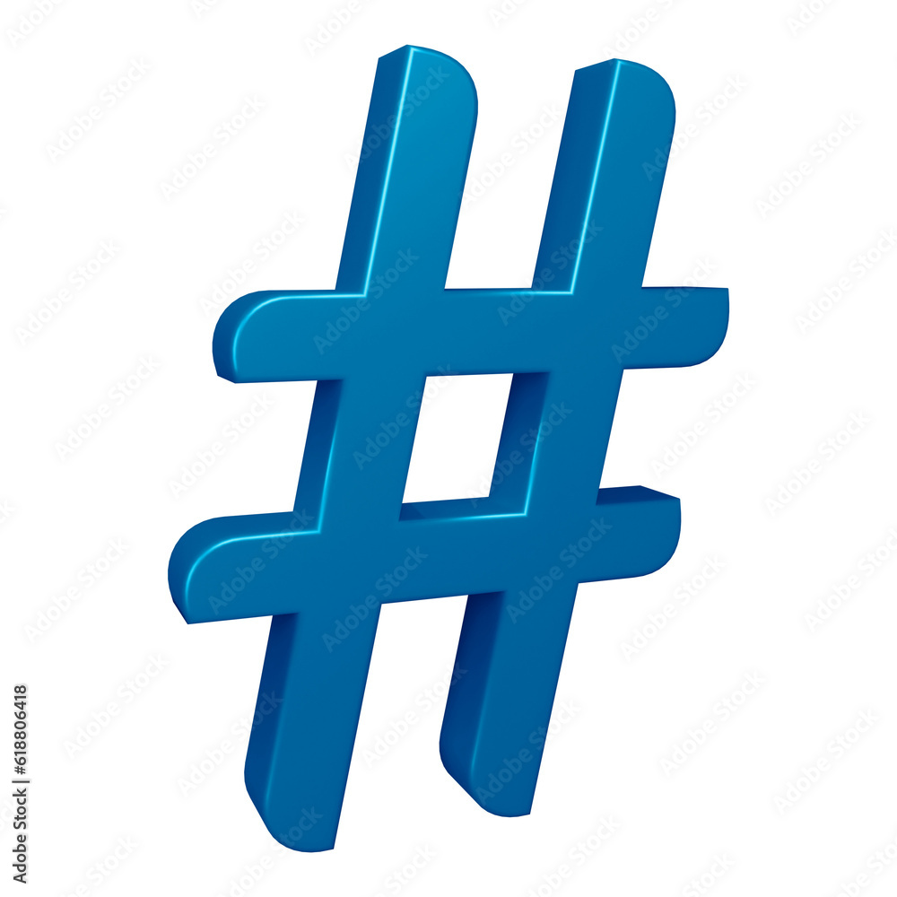Fototapeta premium 3D blue hashtag symbol or icon design