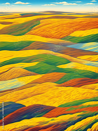 Wheat field landscape. AI generated illustration