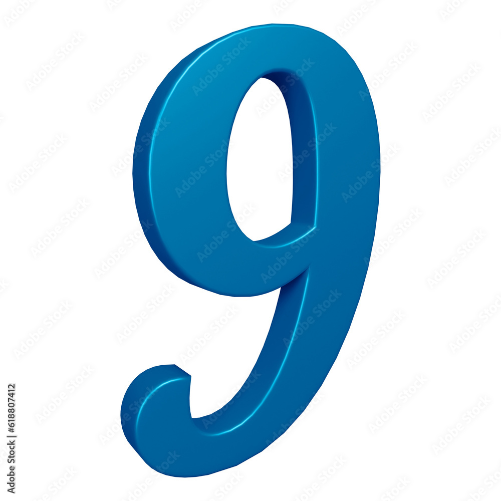 3d blue number 9 design for math, business and education concept 3d blue number 9 design for math, business and education concept