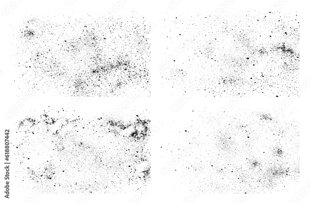 Grunge texture effect set. Distressed overlay rough textured. Abstract vintage monochrome. Black isolated on white background. Graphic design halftone style concept for banner, flyer, etc