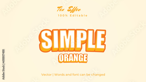 Simple Orange text effect, typography bold 3d font.
