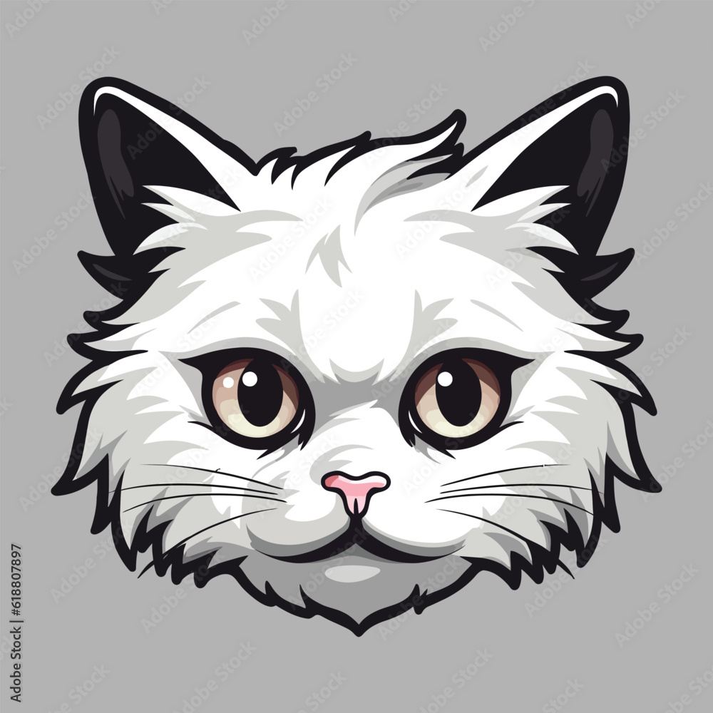 White cat head logo cartoon face White cat head logo cartoon face