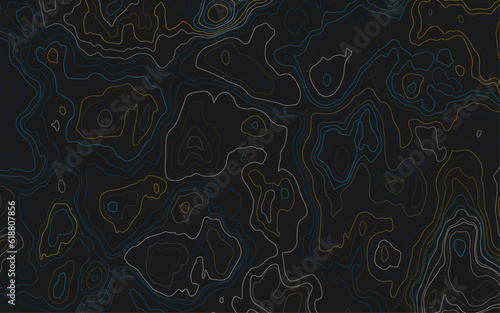 Gray topographic line contour map background, geographic grid map. Topographic map lines, contour background. Geographic abstract grid.