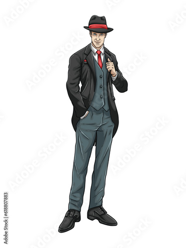 Mafia Male With Tuxedo Suit