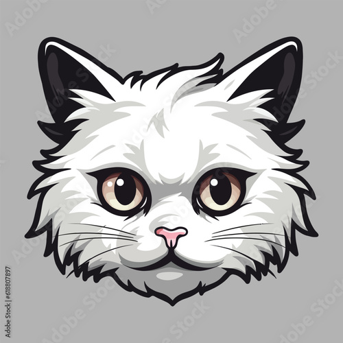 White cat head logo cartoon face