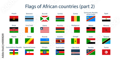 Flags of the countries of the world. Flags of African countries, part 2. Geography, atlas, world, travel