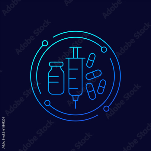 drugs and medication icon, linear design