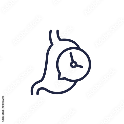 digestion, time to digest food line icon with a stomach