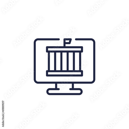 Electronic government icon, line pictogram