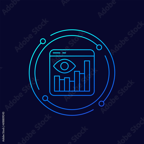Views analytics icon, linear design