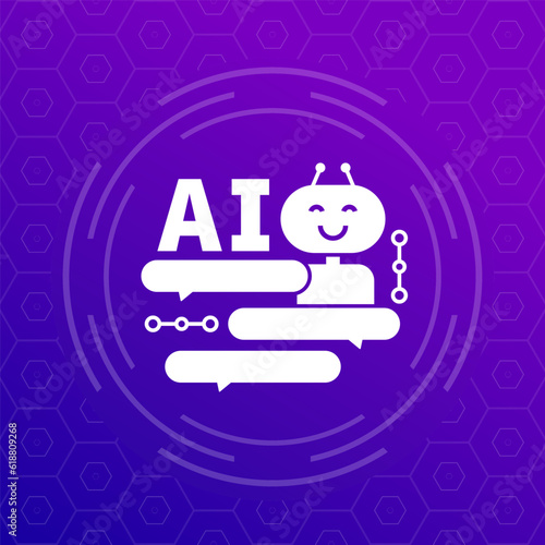 AI chat bot icon, Artificial intelligence vector